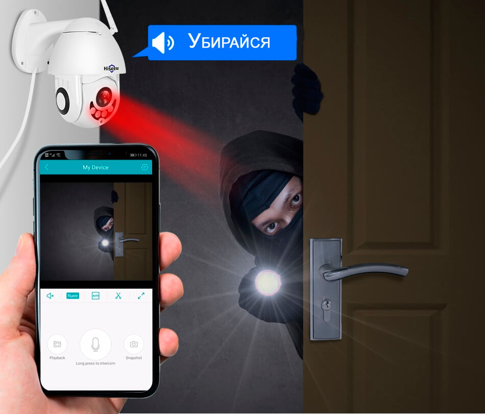Беспроводная поворотная камера видеонаблюдения Hiseeu, обнаружение движения