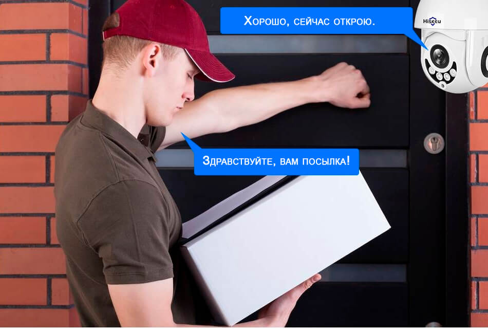 Беспроводная поворотная камера видеонаблюдения Hiseeu, переговоры